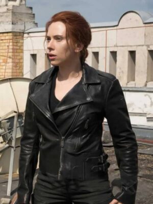 Black Widow 2021 Natasha Romanoff Black Leather Jacket