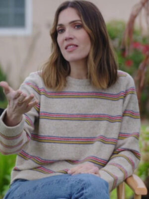 Celebrity IOU S8 Mandy Moore Beige Striped Sweater