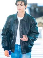 Cha Eun-woo Incheon Airport Black Jacket