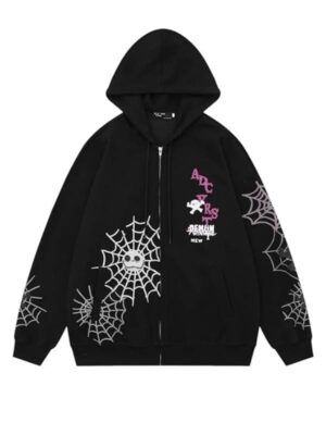 Demon Winner Spider Web Zip-Up Hoodie