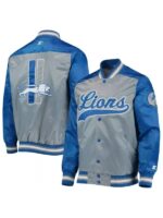 Detroit Lions Starter Grey Bomber Jacket