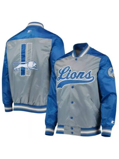 Detroit Lions Starter Grey Bomber Jacket