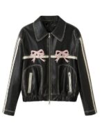 Diddi Moda Bow Leather Jacket