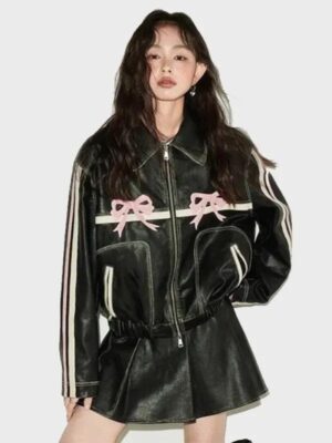 Diddi Moda Bow Leather Jacket