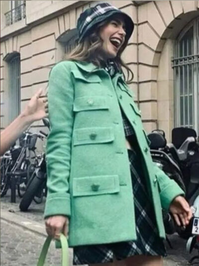 Emily In Paris Emily Cooper Green Wool Coat