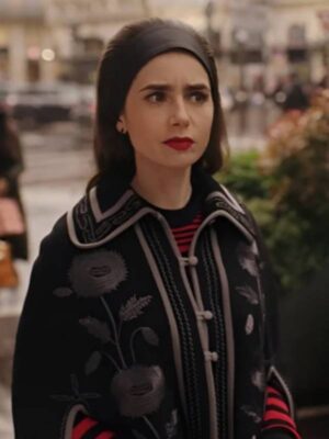 Emily in Paris S04 Lily Collins Floral Cooper Cape Coat