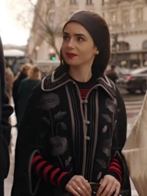 Emily in Paris S04 Lily Collins Floral Cooper Cape Coat