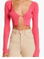 Emily In Paris S04 Lily Collins Pink Cropped Cardigan