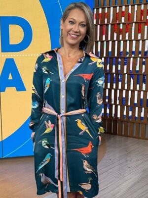 Good Morning America Ginger Zee Bird Print Shirt