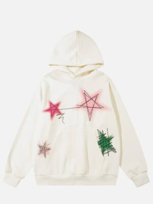 Graffiti Five Star Pointed Pullover Hoodie