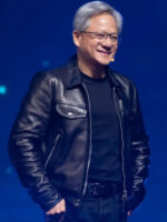 Jensen Huang Hon Hai Day Black Leather Jacket