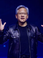 Jensen Huang Hon Hai Day Black Leather Jacket