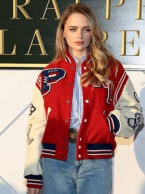 Joey King Fashion Week Red Varsity Jacket