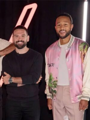 John Legend The Voice S25 Pink Bomber Jacket