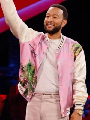 John Legend The Voice S25 Pink Bomber Jacket