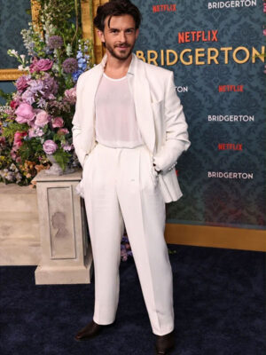 Jonathan Bailey Bridgerton Premiere White Suit