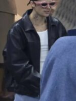 Justin Bieber US Open Black Leather Jacket