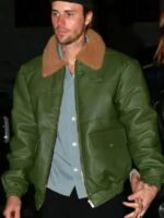 Justin Bieber Aviator Green Leather Jacket