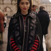 Lily Collins Emily in Paris S4 Black Floral Cape Coat