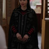 Lily Collins Emily in Paris S4 Black Floral Cape Coat