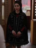 Lily Collins Emily in Paris S4 Black Floral Cape Coat