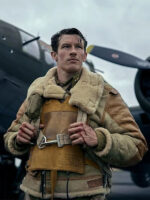 Masters Of The Air Callum Turner Shearling Leather Jacket