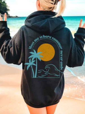 Meet Me At Beach Black Hoodie