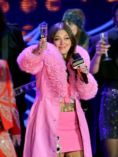 Nashville Big Bash Elle King Pink Leather Coat