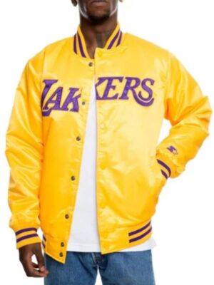 NBA Los Angeles Lakers Yellow Satin Bomber Jacket