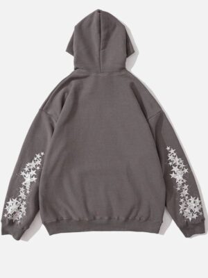 Ovdy Center Star Patch Oversized Pullover Hoodie