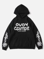 Ovdy Center Star Patch Oversized Pullover Hoodie