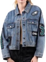 Philadelphia Eagles Studded Blue Denim Jacket