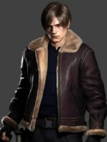 Resident Evil 4 Leon Kennedy Sheepskin Bomber Jacket
