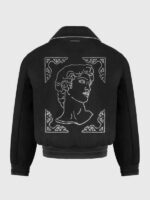 Rhinestone Black Wool Letterman Varsity Jacket