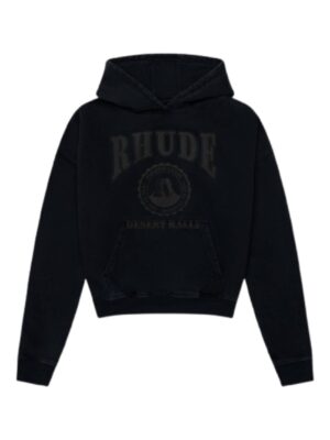 Rhude Desert Rally Cropped Black Pullover Hoodie