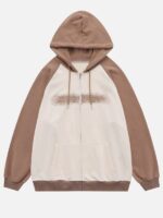 Rwan Duty Steel Stamp Print Zip-Up Hoodie