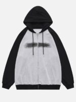 Rwan Duty Steel Stamp Print Zip-Up Hoodie