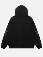 Star Patch Oversized Black Zip-Up Hoodie