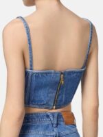 Taylor Swift Chiefs Game 2024 Denim Corset Cropped Tank Top