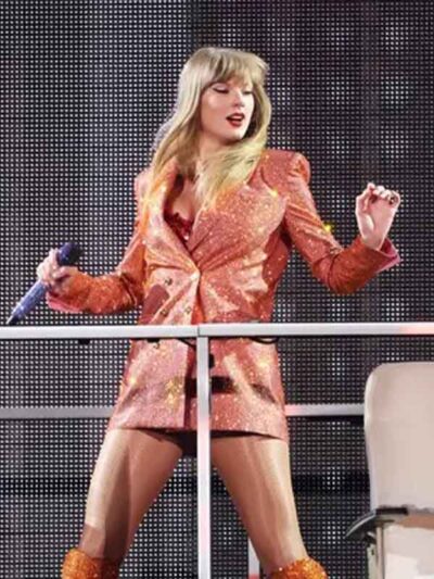 Taylor Swift Paris New Eras Tour Orange Sequin Blazer