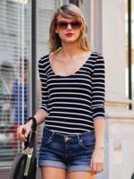 Taylor Swift Long Neck Black With White Stripe Shirt