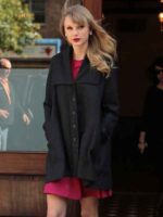 Taylor Swift NYC Black Mid-Length Black wool Coat