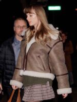 Taylor Swift NYC 2023 Brown Shearling Jacket