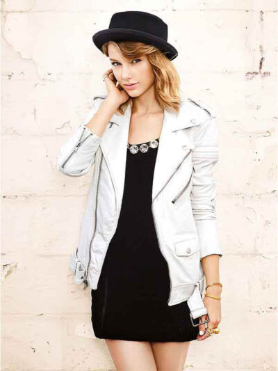 Taylor Swift White Leather Jacket