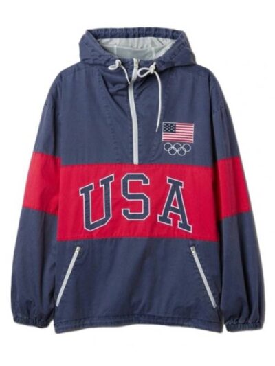 Team USA Oversized Anorak Blue Hooded Jacket