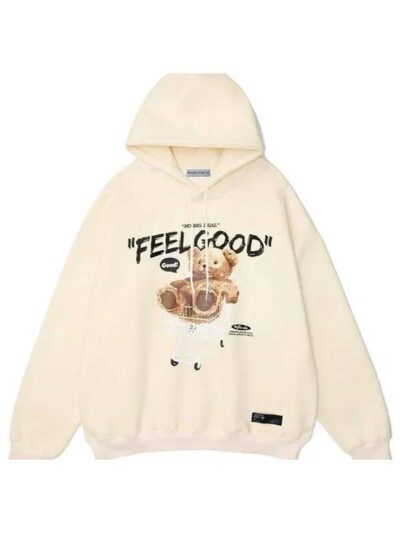 Teddy Bear Feel Good Beige Pullover Hoodie