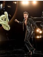 Harry Style Grammys Black Leather Blazer Jacket