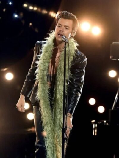 Harry Style Grammys Black Leather Blazer Jacket