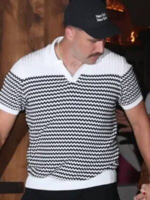 Travis Kelce NYC Black And White Striped Shirt