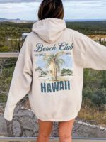 beach club surf hawaii grey hoodie